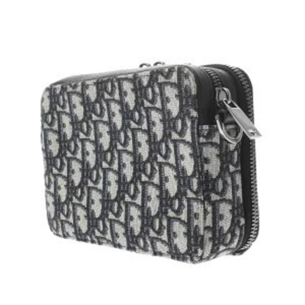 Dior Oblique Shoulder Beige Canvas Black Bag Jacquard Clutch